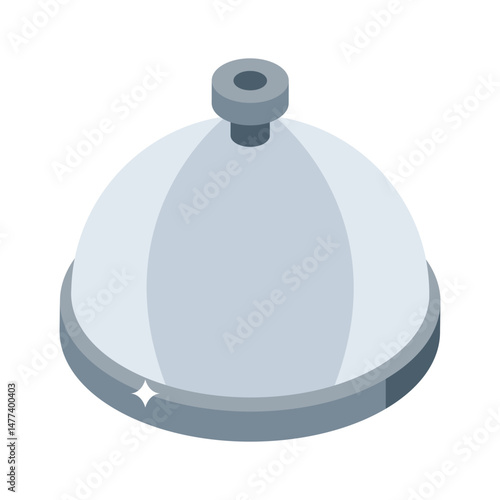 A isometric icon of cloche serving, easy to edit design