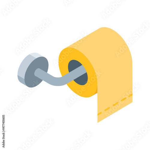 A premium isometric icon of soft toilet tissue roll