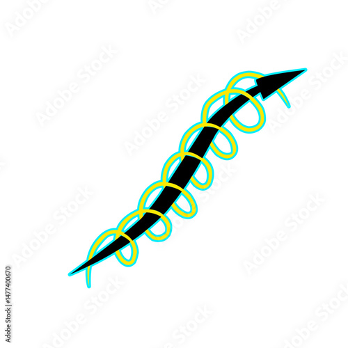Neon abstraction displaying upwards movement and growth in an abstract manner