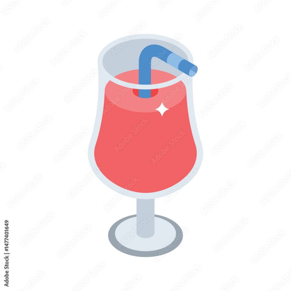 Grab this isometric style icon of refreshing cocktail glass Grab this isometric style icon of refreshing cocktail glass