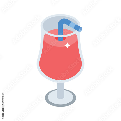 Grab this isometric style icon of refreshing cocktail glass