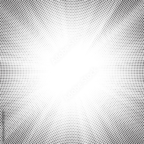 Halftone gradient sun rays pattern. Abstract halftone vector dots background. monochrome dots pattern. Vector background in comic book style with sunburst rays and halftone. Retro pop art design.
