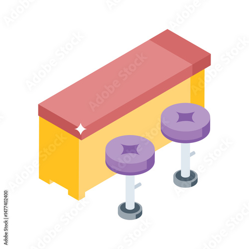 Check out this isometric style icon of bar counter