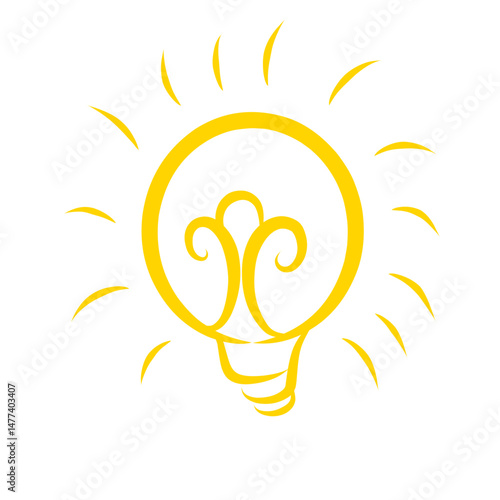 Stylized lightbulb radiates luminescence against stark dark backdrop graphic