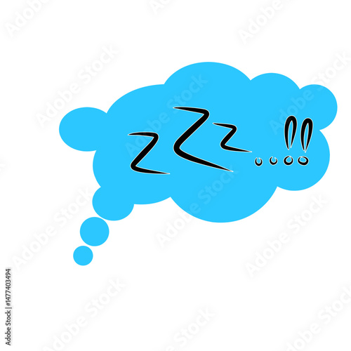 Dreamy slumber thought bubble with zzz and startled eyes on black backdrop
