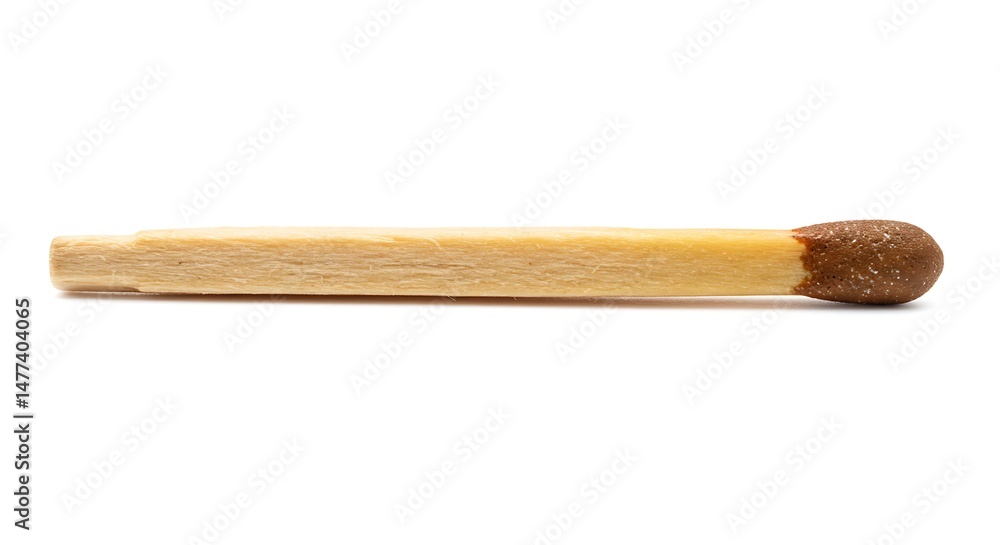 Close-up of a Matchstick Isolated on White Background Highlighting the Texture and Detail of the Wood and Striking Head for Fire Concepts Close-up of a Matchstick Isolated on White Background Highlighting the Texture and Detail of the Wood and Striking Head for Fire Concepts