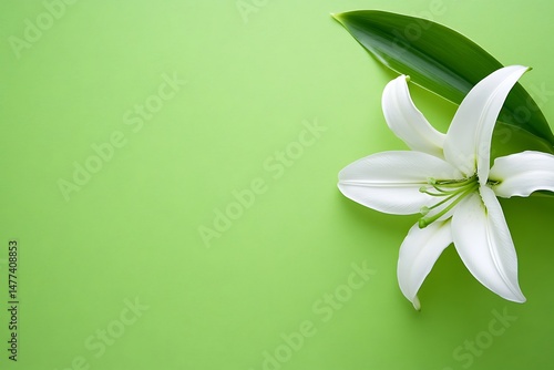 Elegant white lily blossom on spring background