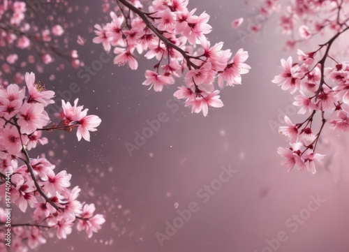 Abstract pink sakura petals softly falling against a dreamy, blurred background ,  texture,  pastel