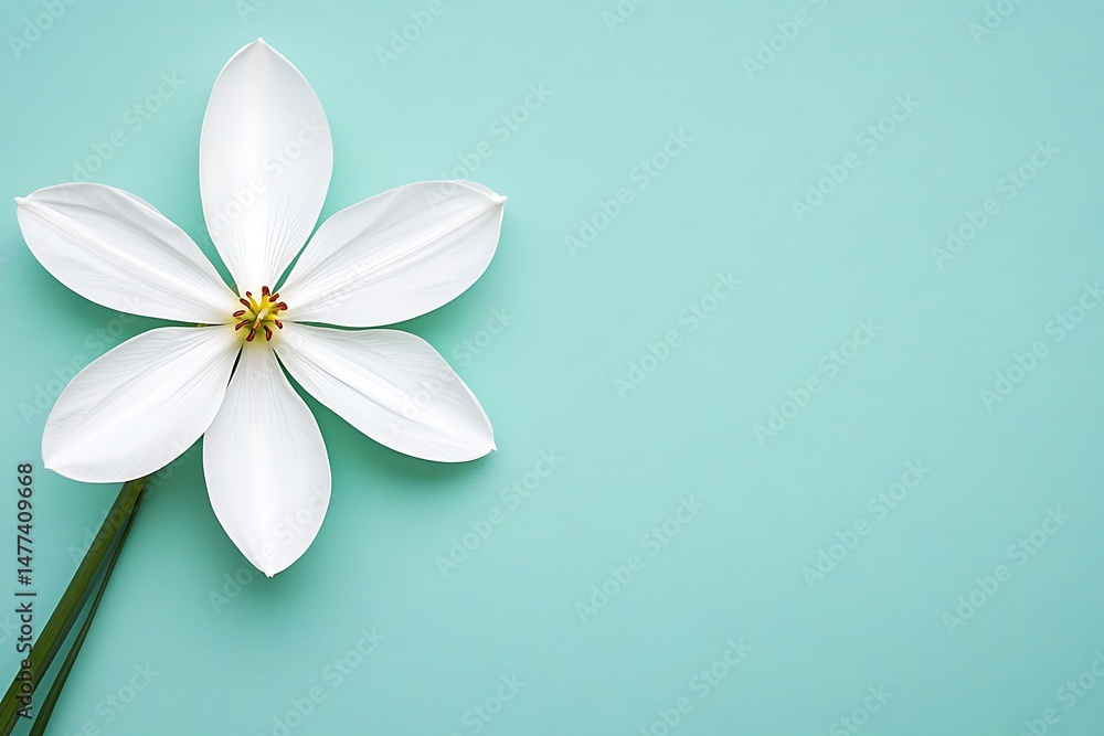 Obraz premium White flower on light blue background