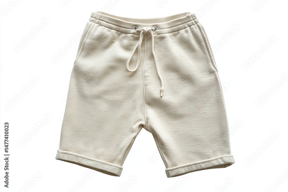 Jersey knit shorts with drawstring isolated on white background Jersey knit shorts with drawstring isolated on white background