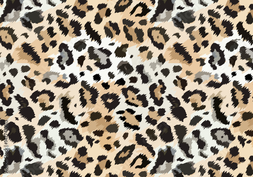 Vector trendy leopard pattern horizontal background. Hand drawn detailed wild animal skin natural texture for fashion print design, textile, cover, wrapping paper, wallpaper, decor, backdrop.