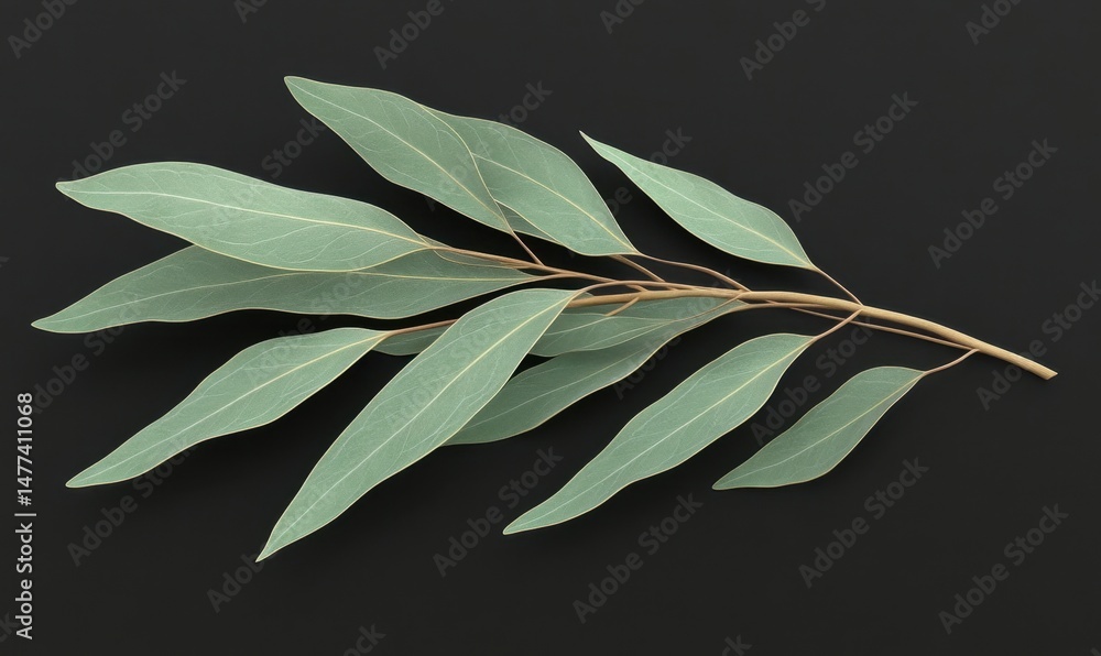 Obraz premium Eucalyptus branch, grey background, nature, botanical, design