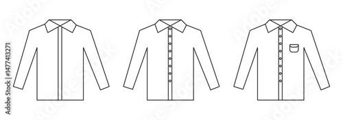T-shirt icon set. Unisex apparel vector symbol in black filled and outlined style. EPS 10.