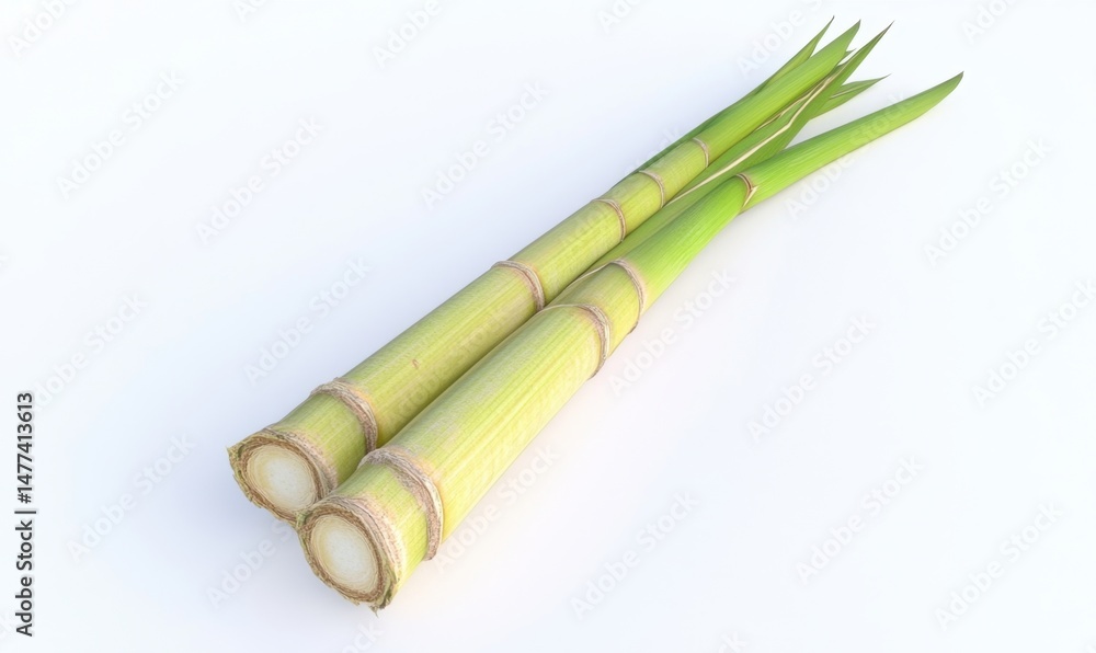 Fototapeta premium Fresh bamboo shoots on white background, healthy food concept