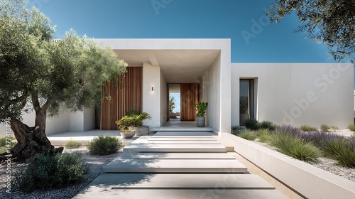 Mediterranean minimalist modern villa in neutral colors with minimal decor