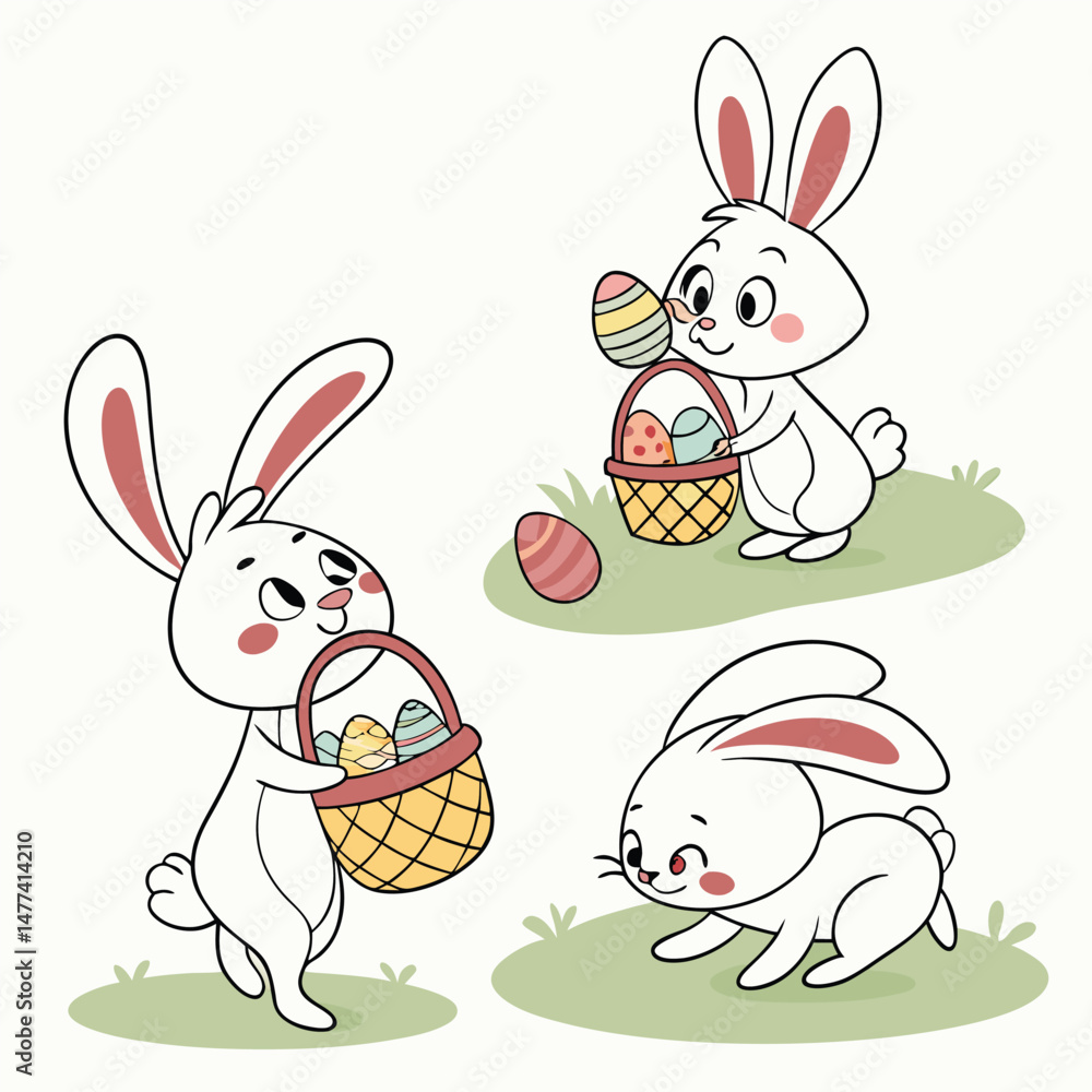 Obraz premium Variety Easter rabbits set vector image (35).eps