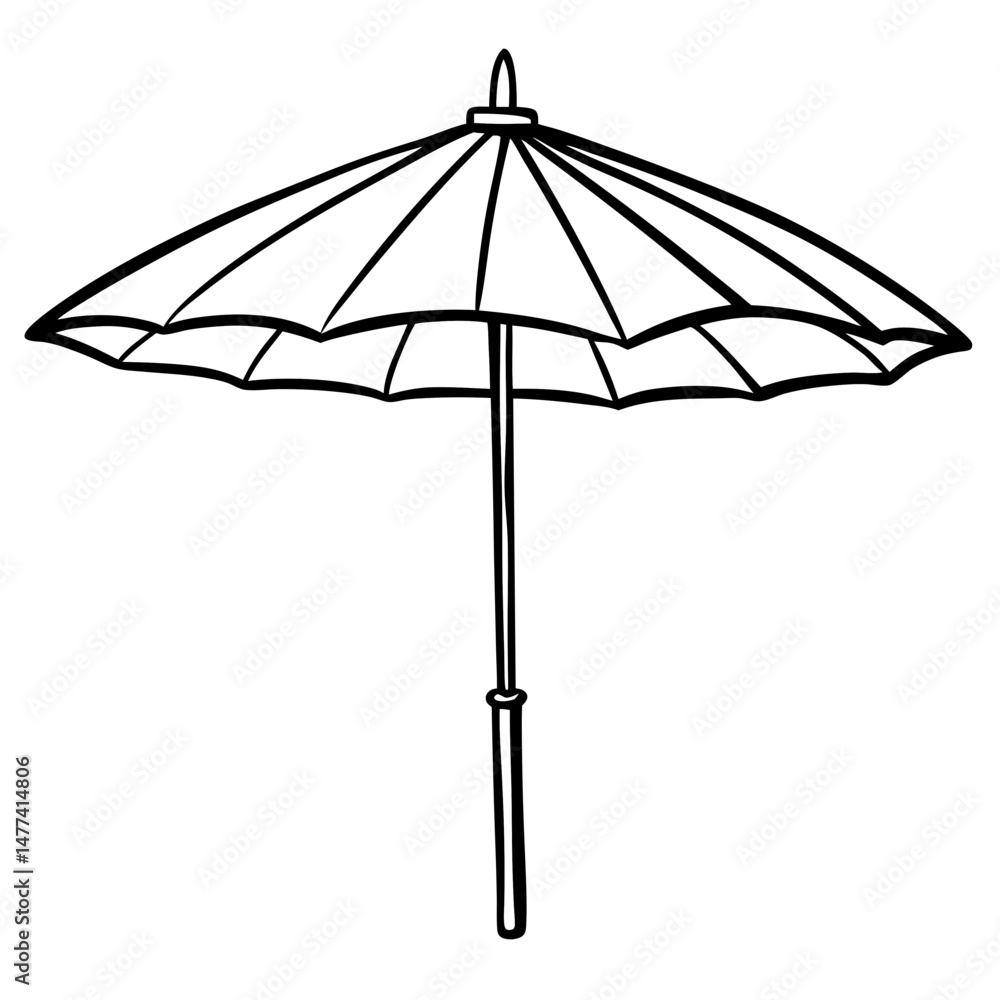 Patio Umbrella Silhouette – Black Vector on White Background Patio Umbrella Silhouette – Black Vector on White Background