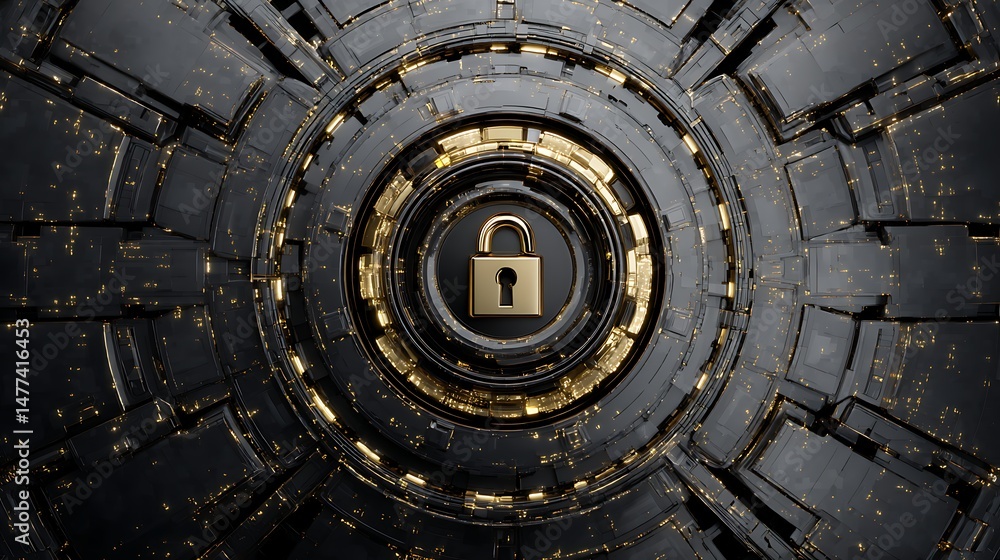 Fototapeta premium Lock symbol, futuristic folder system smart lock