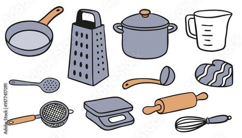 Küchengeräte und Kochutensilien Vektorillustration