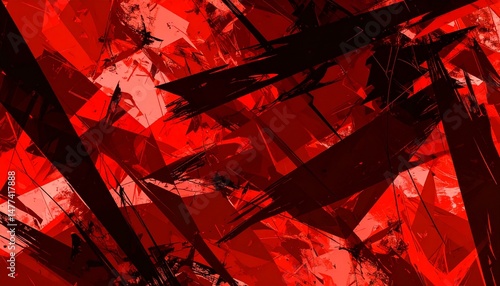 Fiery Abstract Expressionism The Energetic Dance of Scarlet and Crimson in a Chaotic Symphony