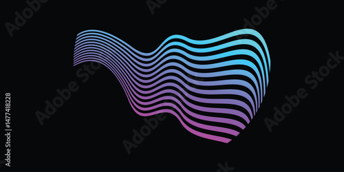 Abstract  wave line dynamics design 3d premium vector