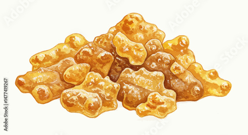 Gentle Watercolor Painting Of Natural Frankincense Resin Pieces Shows A Calming Amber Toned Botanical Element That Brings A Sense Of Serenity And Natural Beauty With Fine Organic Shapes