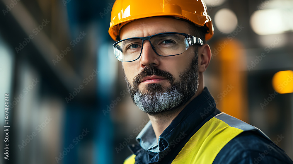 Industrial Worker in Safety Gear Industrial Worker in Safety Gear