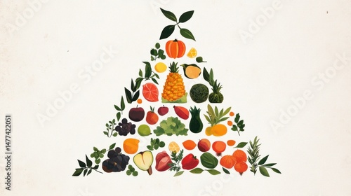 Colorful fruit pyramid graphic design showcasing healthy foods.