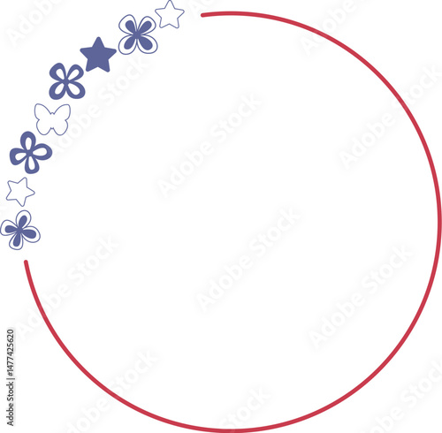 Decorative USA flag frame, Patriotic round border with empty space for text, 4th of july wreath with American flag