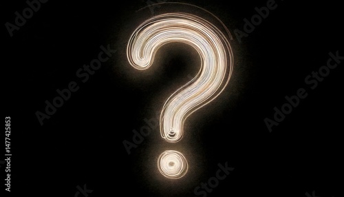 A glowing question mark is illuminated against a black background, symbolizing curiosity or uncertainty.