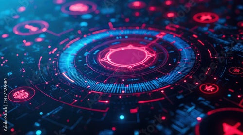 Wallpaper Mural High-Tech AI Dashboard with Glowing Code and Interface Torontodigital.ca