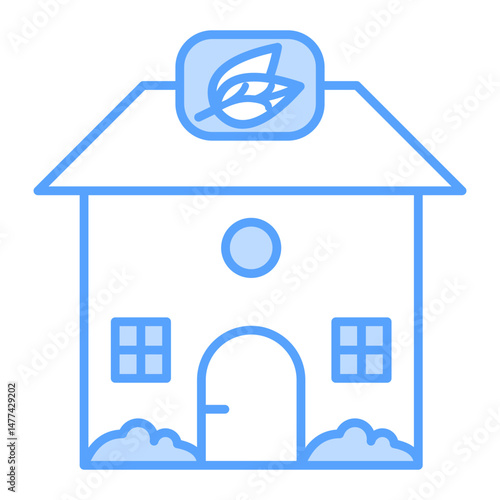 eco house icon blue