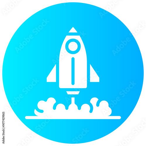 launch rocket vector round glyph icon