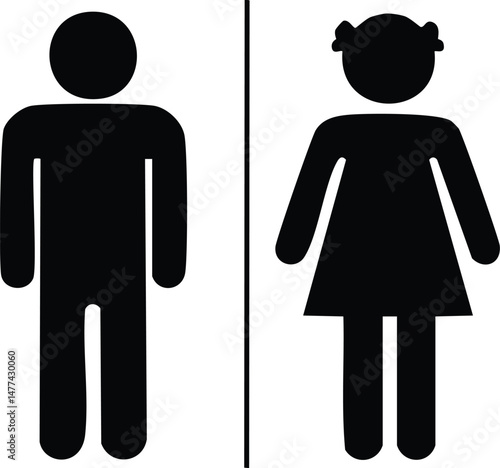 Toilet Sign Silhouette: Gender-Specific Facilities Icon