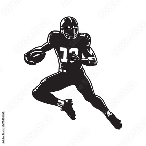 Super Bowl Player Silhouette Vector Illustration white background