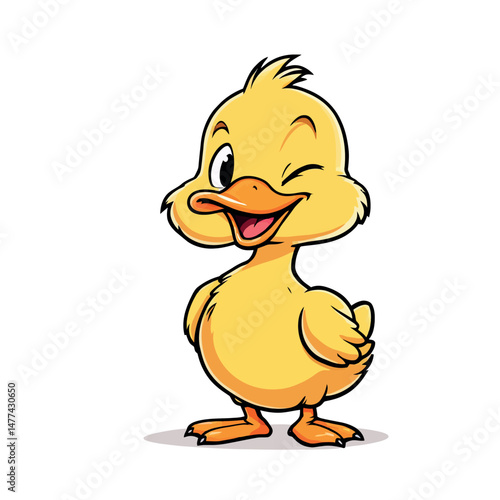 Vsai cute yellow duckling winking and smiling cartoon character