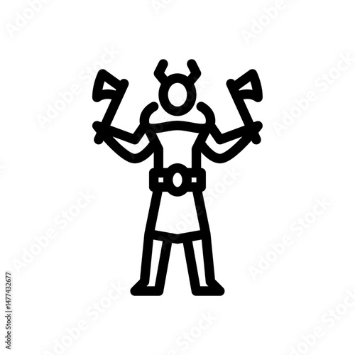 Archer holding bow outline icon. archer figure line art illustration.