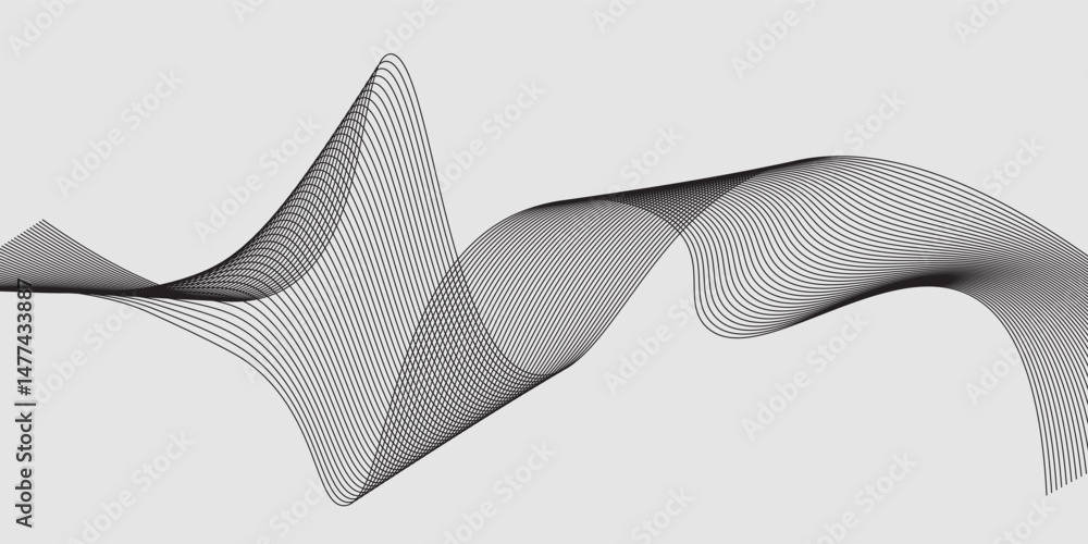 Elegant abstract design featuring monochrome wavy fine lines intertwined against a white background. vector Elegant abstract design featuring monochrome wavy fine lines intertwined against a white background. vector