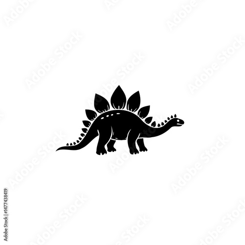 Stegosaurus Silhouette: A Prehistoric Icon in Striking Black and White Design