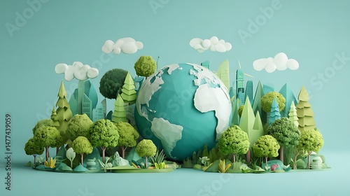 World environment and earth day concept with colorful eco friendly enviroment