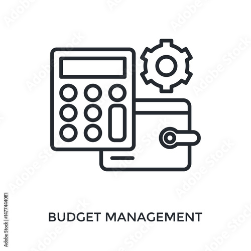 Budget Management Icon Outline Style. Vector Illustration For Graphic Design