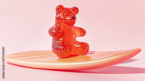 a cute red gummy bear on pink background