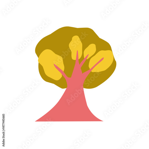 Stylized isolated arboreal form featuring unique color composition and design