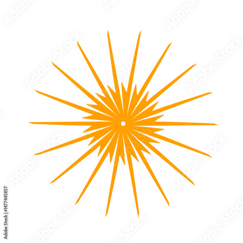 Radiant burst of golden energy emanating from a central point on black canvas