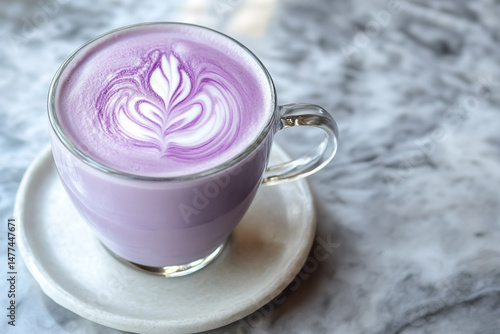 Make a Delicious Ube Latte- Ingredients, Preparation, and Stunning Finished Latte Art.