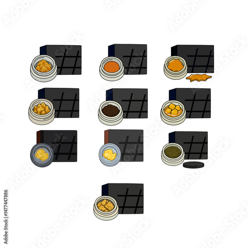Vector Illustrated Cannabis Marijuana wax variety set