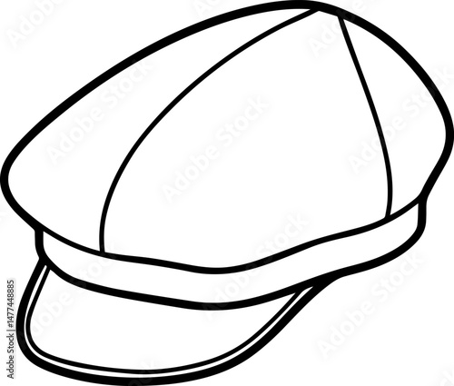 beret cap outline vector illustration, line art