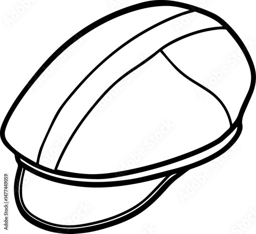 beret cap outline vector illustration, line art