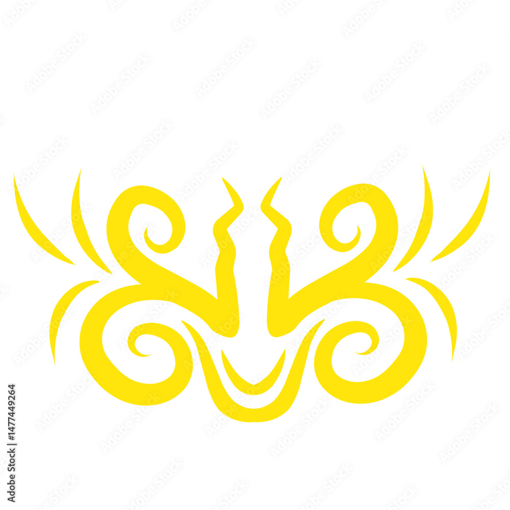 Obraz premium Abstract Yellow Pattern Symmetrical Design on Black Background Intricate Vector