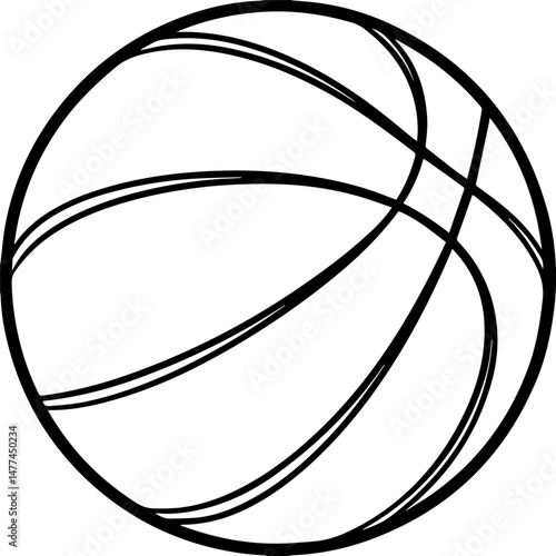basketball outline vector illustration, line art